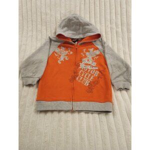 Harley Davidson Hoodie Sweater Boys Size 5 Full Zip Orange Grey